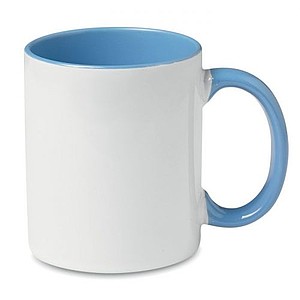 Keramický hrnček 300 ml biely, uško a vnútorná časť modrá