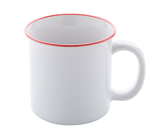 Keramický hrnček 300 ml, pre sublimáciu, červený okraj