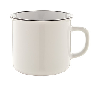Keramický hrnček, 300ml, s čiernym okrajom, biely