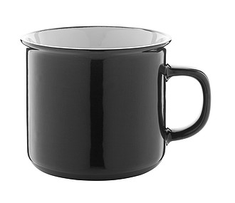 Keramický hrnček, 300ml, s čiernym okrajom, čierny