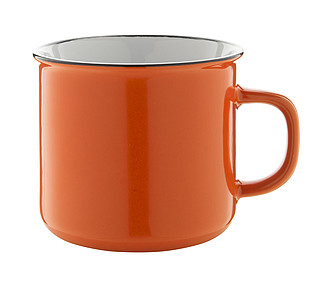 Keramický hrnček, 300ml, s čiernym okrajom, oranžový