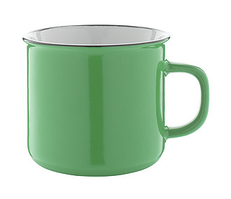 Keramický hrnček, 300ml, s čiernym okrajom, svetlozelený