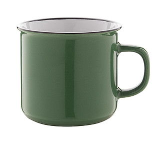 Keramický hrnček, 300ml, s čiernym okrajom, zelený