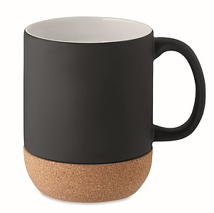 Keramický hrnček, 300ml, s korkovým dnom, čierny