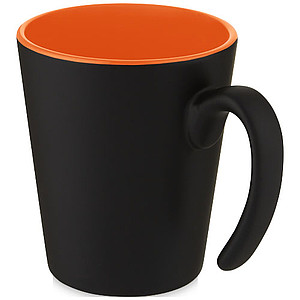 Keramický hrnček, 360ml, zvonku čierny, zvnútra oranžový