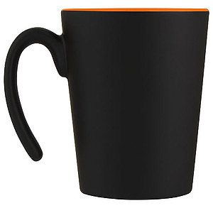 Keramický hrnček, 360ml, zvonku čierny, zvnútra oranžový