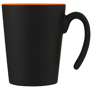 Keramický hrnček, 360ml, zvonku čierny, zvnútra oranžový