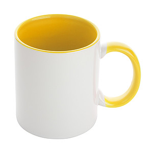 Keramický hrnček na sublimačnú tlač, 350 ml, vo vnútri žltý