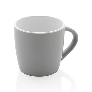 Keramický hrnček o objeme 300 ml s bielym vnútrom, sivý