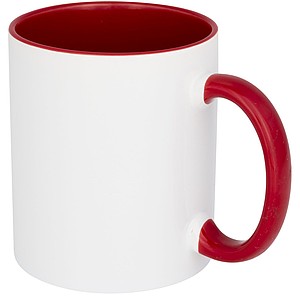 Keramický hrnček Pix 330 ml, farebne zvýraznený sublimančný potlač, biela/červená