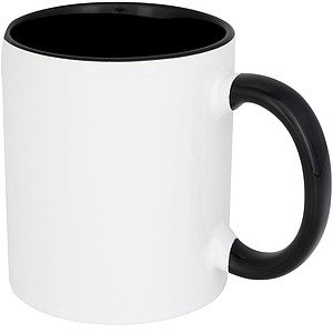 Keramický hrnček Pix 330 ml, farebne zvýraznený sublimančný potlač, čierna