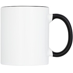 Keramický hrnček Pix 330 ml, farebne zvýraznený sublimančný potlač, čierna