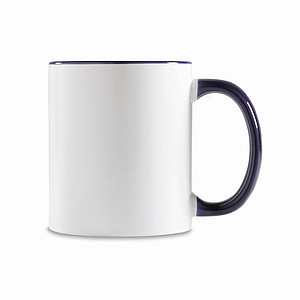 Keramický hrnek 300ml bílý, ucho a vnitřní část námořní modrá