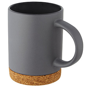 Keramický hrnek, 425ml, s korkovou spodní částí, šedý