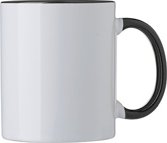 Keramický hrnek k sublimaci, 300ml, bílý s černým vnitřkem a uchem - reklamní hrnky