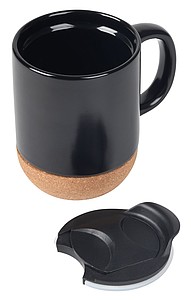 Keramický hrnek s korkovým dnem, 350ml, černý