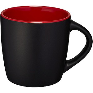 Keramický hrnek s výrazným kontrastem, objem 340 ml, černá/červená - reklamní hrnky