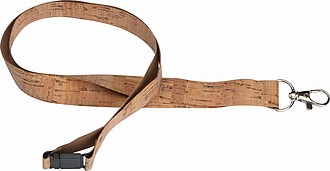 Korková šňůrka na krk, šíře 2cm, karabina, bezpečnostní spona za krkem - reklamní předměty