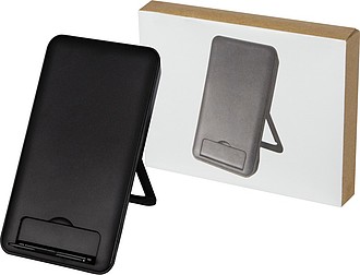 KOSTAR Plastový stojánek na mobil s 10W bezdrátovou nabíječkou, černý - ekologické reklamní předměty