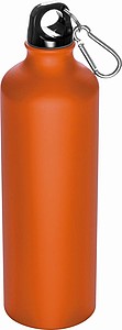 Kovová láhev na pití s karabinou na víčku, objem 800ml, oranžová