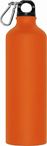 Kovová láhev na pití s karabinou na víčku, objem 800ml, oranžová