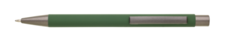 Kovová propiska s pogumovaným povrchem, tmavě zelená