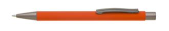 Kovové guľôčkové pero s pogumovaným povrchom, oranžová