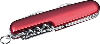Kovový kapesní nůž, 7-dílný, červená - reklamní předměty