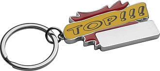 Kovový přívěsek na klíče "TOP ", červený - klíčenky s potiskem