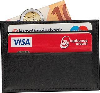 Kožené pouzdro na karty RFID, černá - reklamní předměty