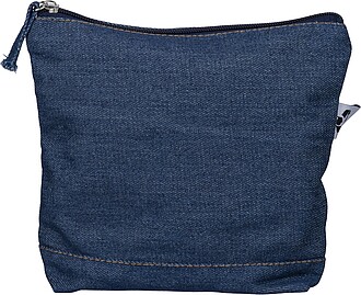 Kozmetická taška z recyklovaného denimu, modrá
