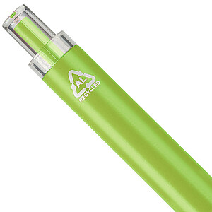 Kuličkové pero z recyklovaného materiálu s tlačítkovým mechanismem, světle zelená (limetková)