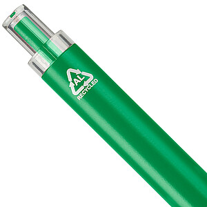 Kuličkové pero z recyklovaného materiálu s tlačítkovým mechanismem, tmavě zelená