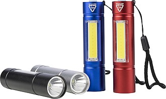LAFISA Dobíjecí COB svítilna z recyklovaného hliníku, stříbrná