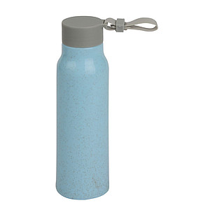 Láhev na pití, 300ml, vyrobená ze skla a plastu, modrá