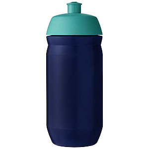 Láhev na pití 500ml, tělo je modré z pružného plastu, víčko je tyrkysové