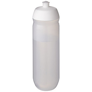 Láhev na pití 750ml, tělo je matně čiré z pružného plastu, víčko je bílé