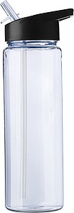 Láhev na pití, 750ml, z RPET, s brčkem ve víčku, černá