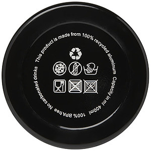 Láhev na pití z recyklovaného hliníku, 400ml, černá