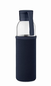 Láhev na pití z recyklovaného skla, neoprenový rukáv, 500ml, tmavě modrá