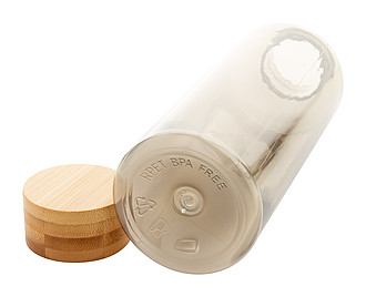 Láhev na pití z RPET s bambusovým víčkem, 500ml, černá