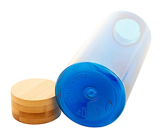 Láhev na pití z RPET s bambusovým víčkem, 500ml, modrá