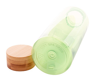 Láhev na pití z RPET s bambusovým víčkem, 500ml, zelená