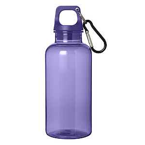 Láhev z recyklovaného plastu s karabinou, 400 ml, tmavě fialová