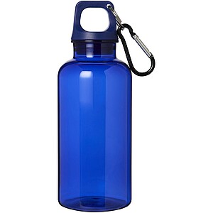 Láhev z recyklovaného plastu s karabinou, 400ml, modrá
