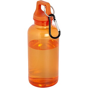 Láhev z recyklovaného plastu s karabinou, 400ml, oranžová