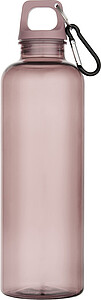 Láhev z recyklovaného plastu s karabinou 750 ml, růžovohnědá