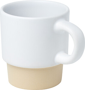 LANGRES Stohovateľný šálka na espresso s keramickým dnom o objeme 130 ml, biela