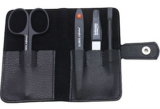 LANTAS Malá manikúra v koženom puzdre na zips, čierna