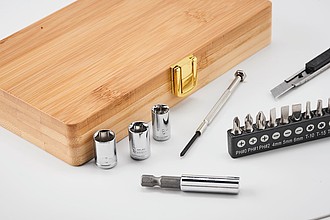 LAVESO Sada nářadí v bambusovém kufříku, 21 ks
